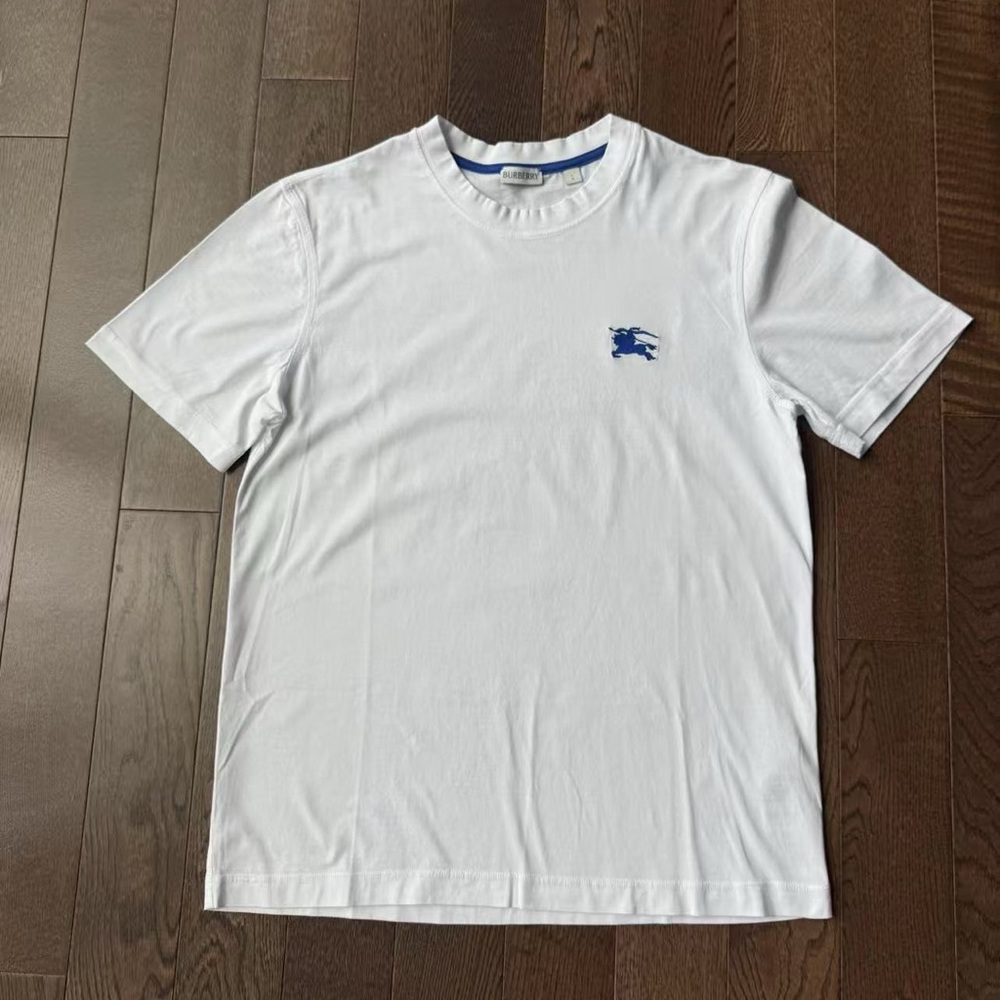 Men's White T-Shirt with Blue Logo